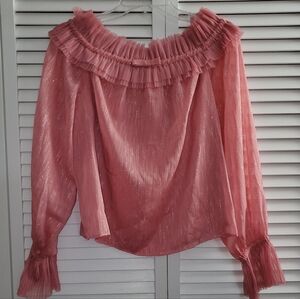 RyeGrass Elegant Pink Ruffled Women's Top Size M-  NWT